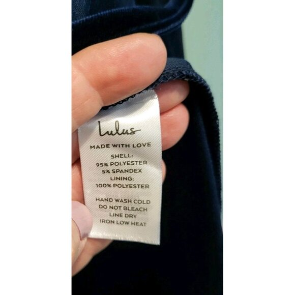 New Lulus Navy Blue Velvet Flutter Sleeve Maxi Wrap Dress Formal Bridesmaid Sz S - Picture 8 of 8